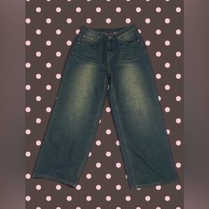 dark blue faded baggy korean musinsa jeans
